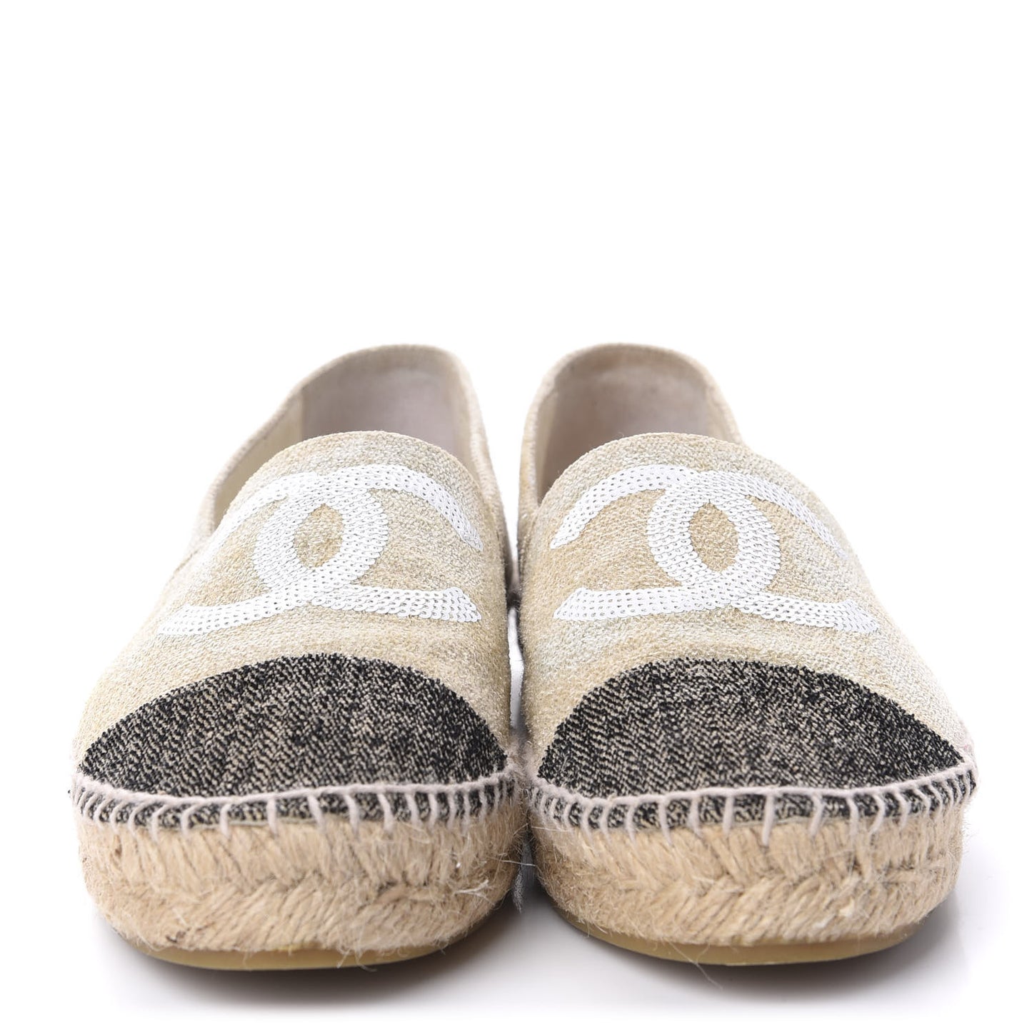 Toile Sequin CC Espadrilles 41 Beige Black