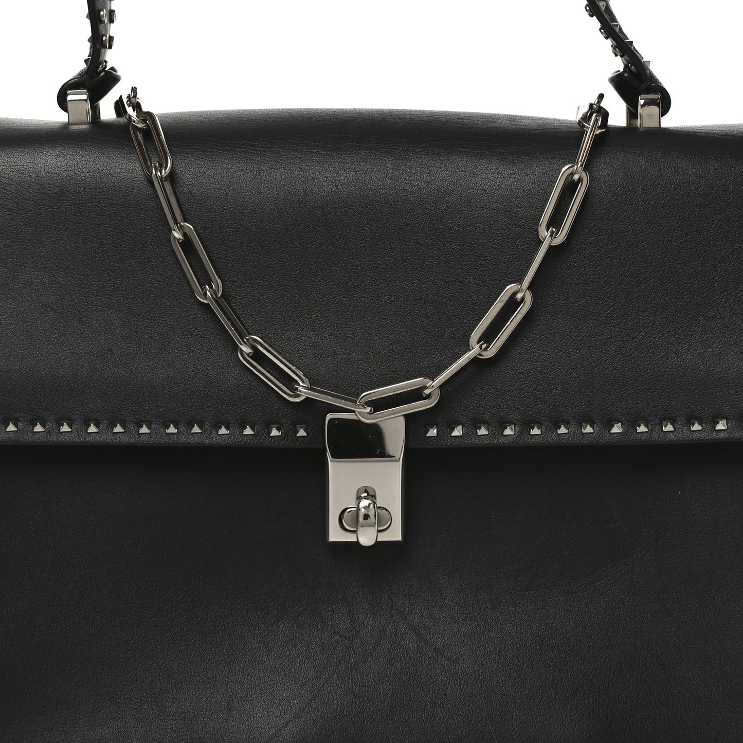 Vitello Rockstud Cabana Top Handle Bag Black