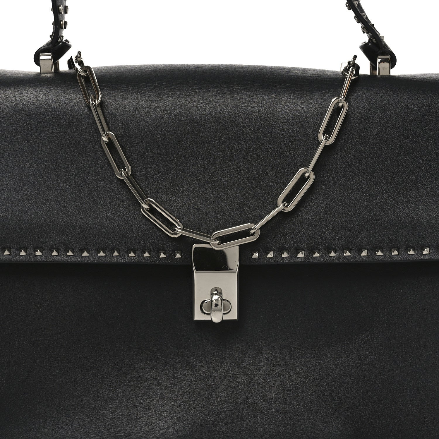 Valentino Garavani Vitello Rockstud Cabana Top Handle Bag Black 7 of 9