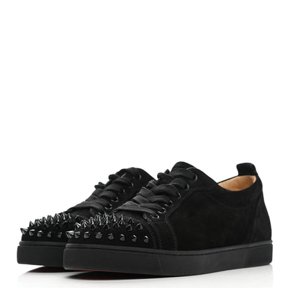 Christian Louboutin Suede Louis Junior Spikes Flat Sneakers 37.5 Black 3 of 9