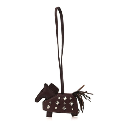 Hermes Milo Lambskin Studded Grigri Rodeo Robeo Rock Horse Bag Charm PM Terre 1 of 5