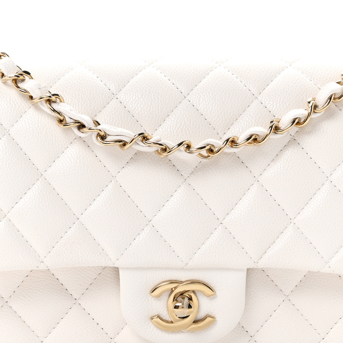 Chanel Caviar Quilted Medium Double Flap White 8 of 10