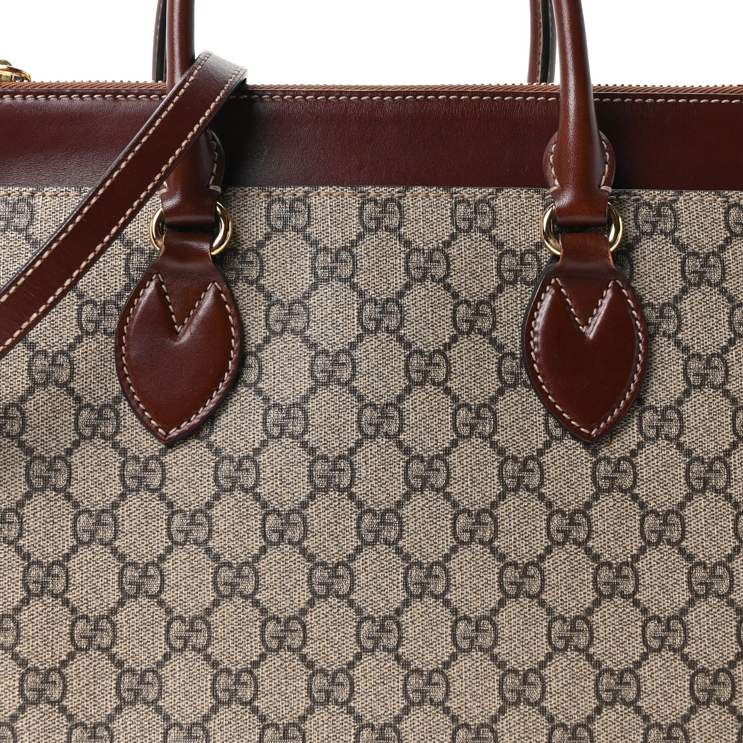 Gucci GG Supreme Monogram Small Zip Top Tote Beige Tuscany 1855568