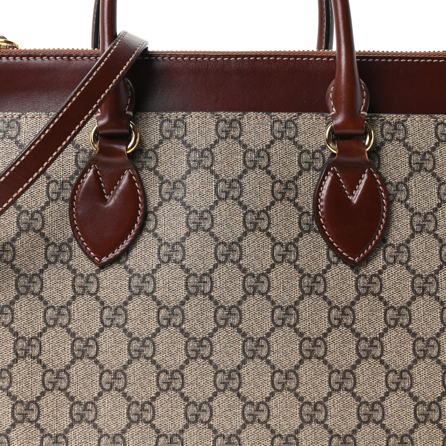 GG Supreme Monogram Small Zip Top Tote Beige Tuscany