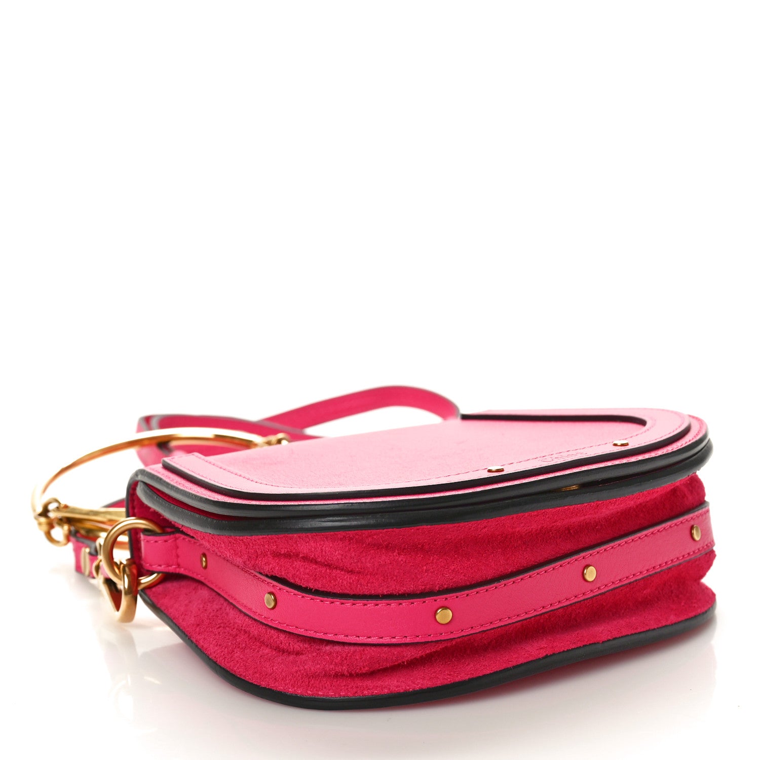 Chloe Calfskin Suede Small Nile Bracelet Bag Fuchsia Rose 4 of 11