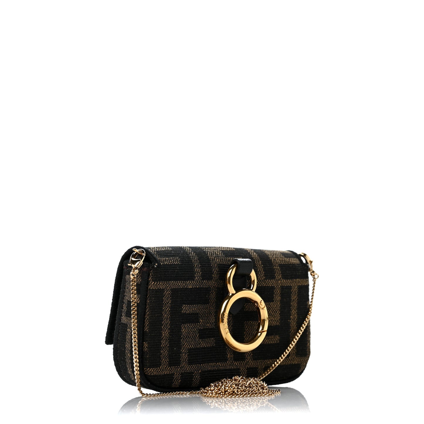 Fabric Jacquard FF 1974 Nano Baguette Charm Tobacco Moro Black