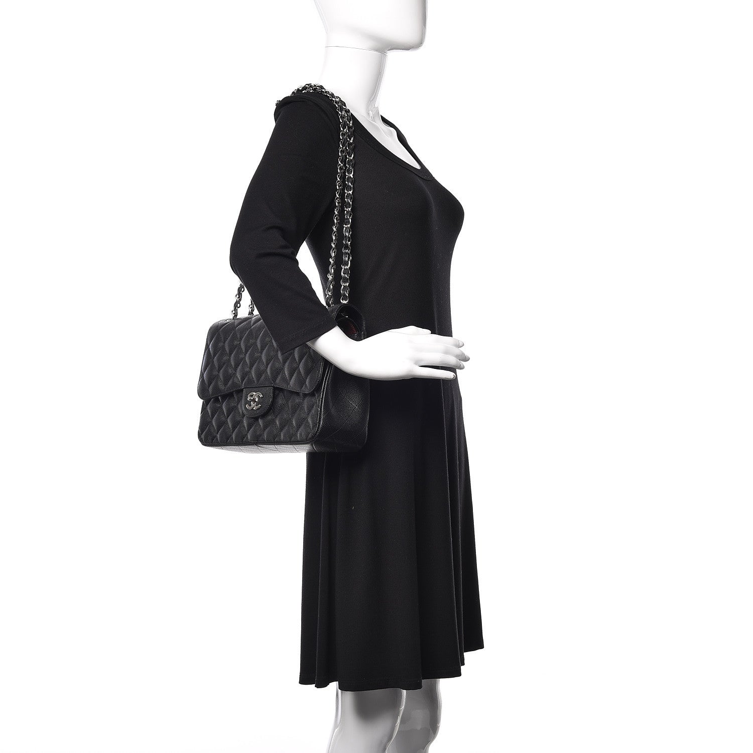 Chanel Caviar Quilted Jumbo Double Flap Black 3 of 10