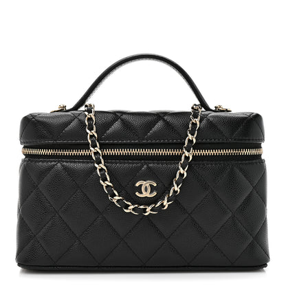 Chanel Caviar Quilted Top Handle Slim Vanity With Chain Black 2 of 19
