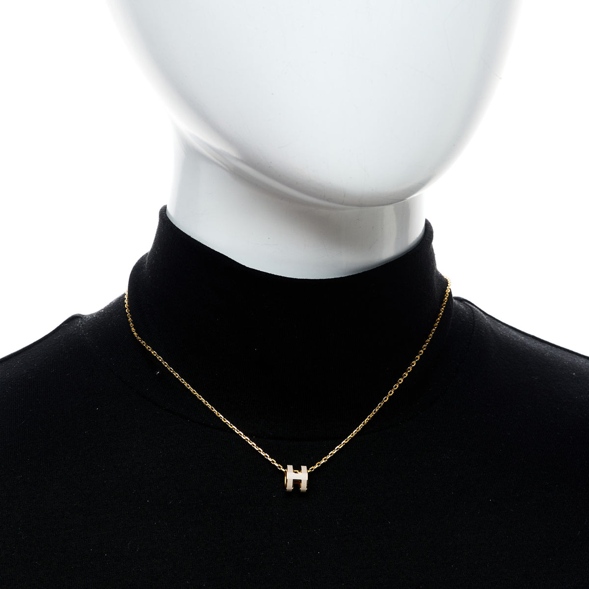 Hermes Lacquered Rose Gold Mini Pop H Pendant Necklace Marron Glace 2 of 6