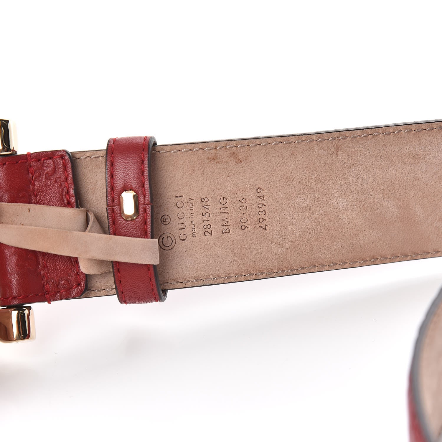 Gucci Soft Microguccissima Margaux Calfskin Belt 90 36 Rosso 6 of 6