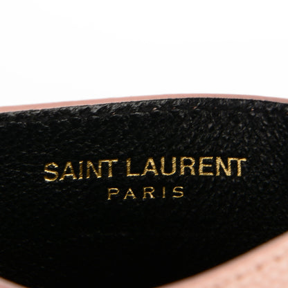 Saint Laurent Grain De Poudre Matelasse Chevron Monogram Credit Card Case Pale Pink 6 of 11