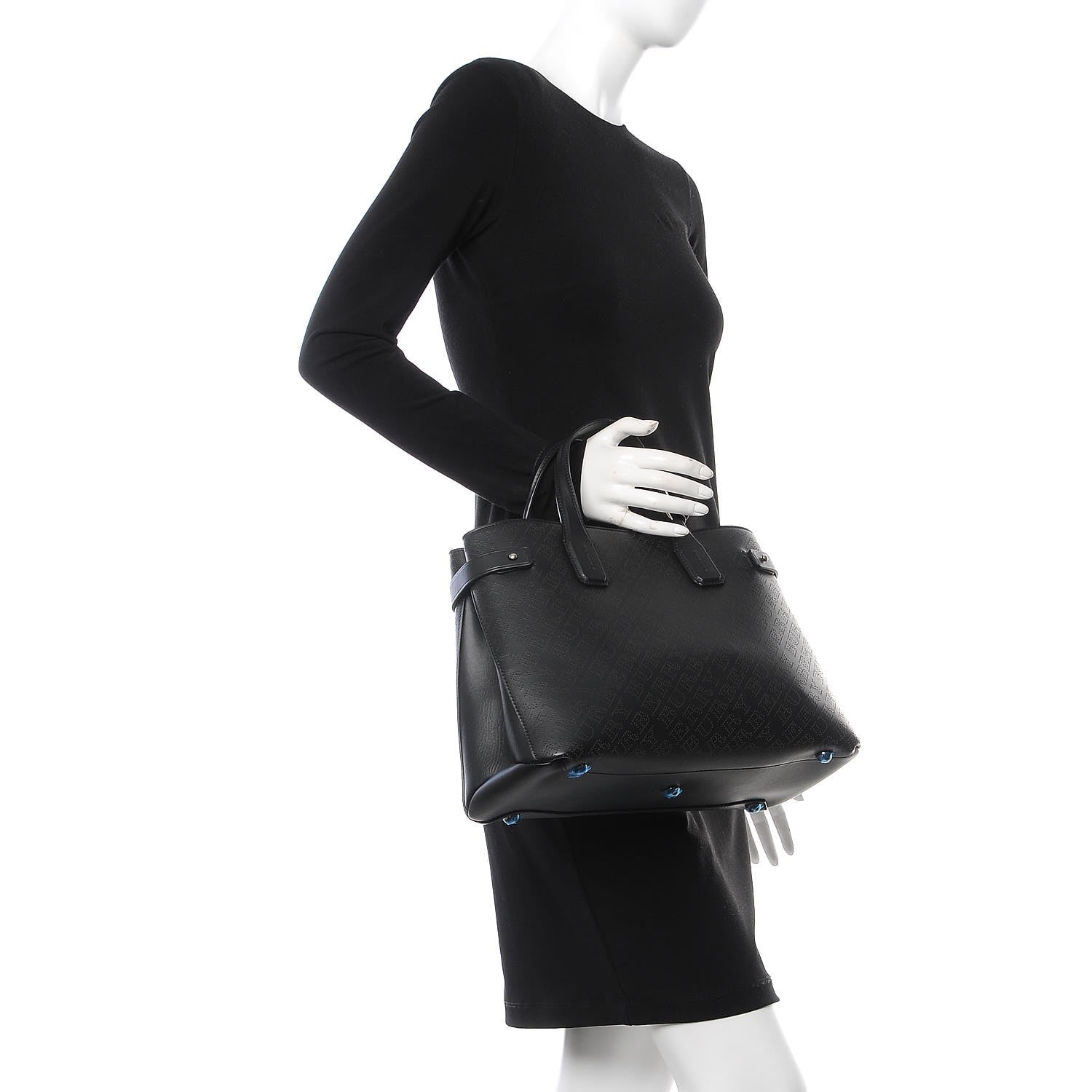 Burberry Calfskin Perforated Medium Banner Tote Black 3 of 8