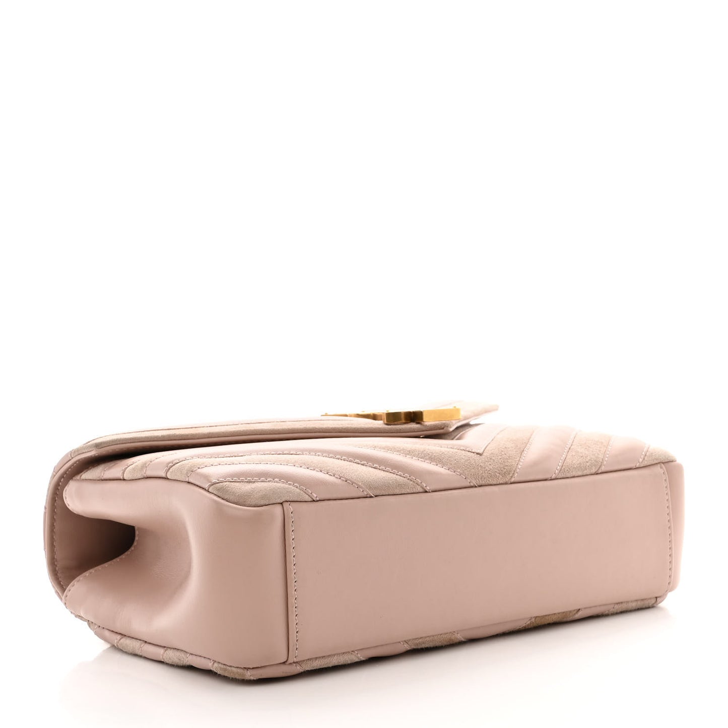 Calfskin Suede Matelasse Chevron Medium Monogram College Bag Rose Poudre