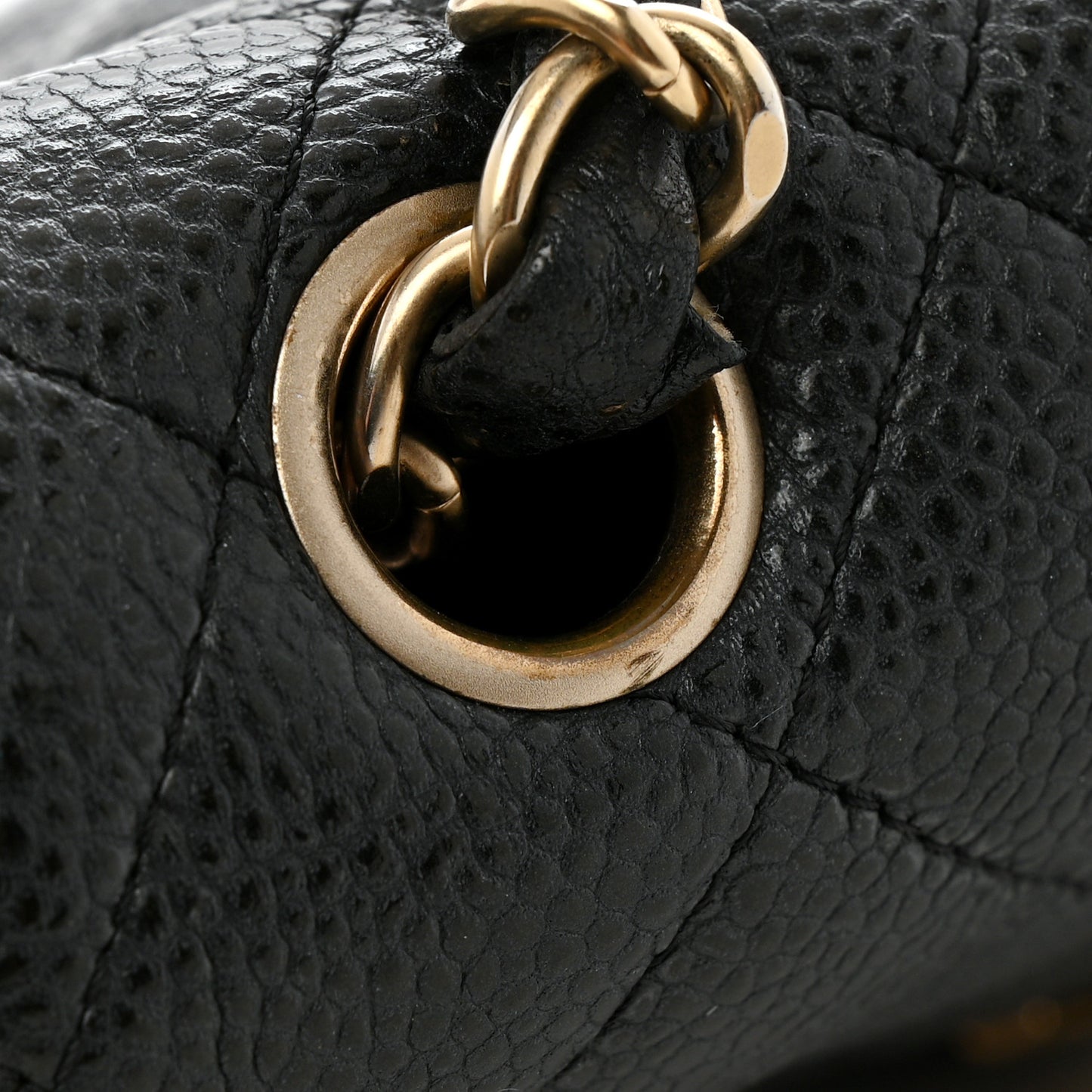 Metallic Caviar Quilted Mini Rectangular Flap Black