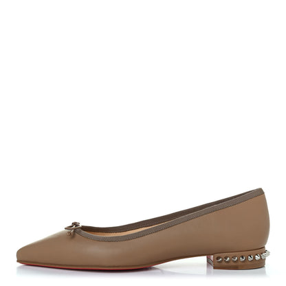 Christian Louboutin Nappa Spiked Hall Flats 38 Nude 1 of 4