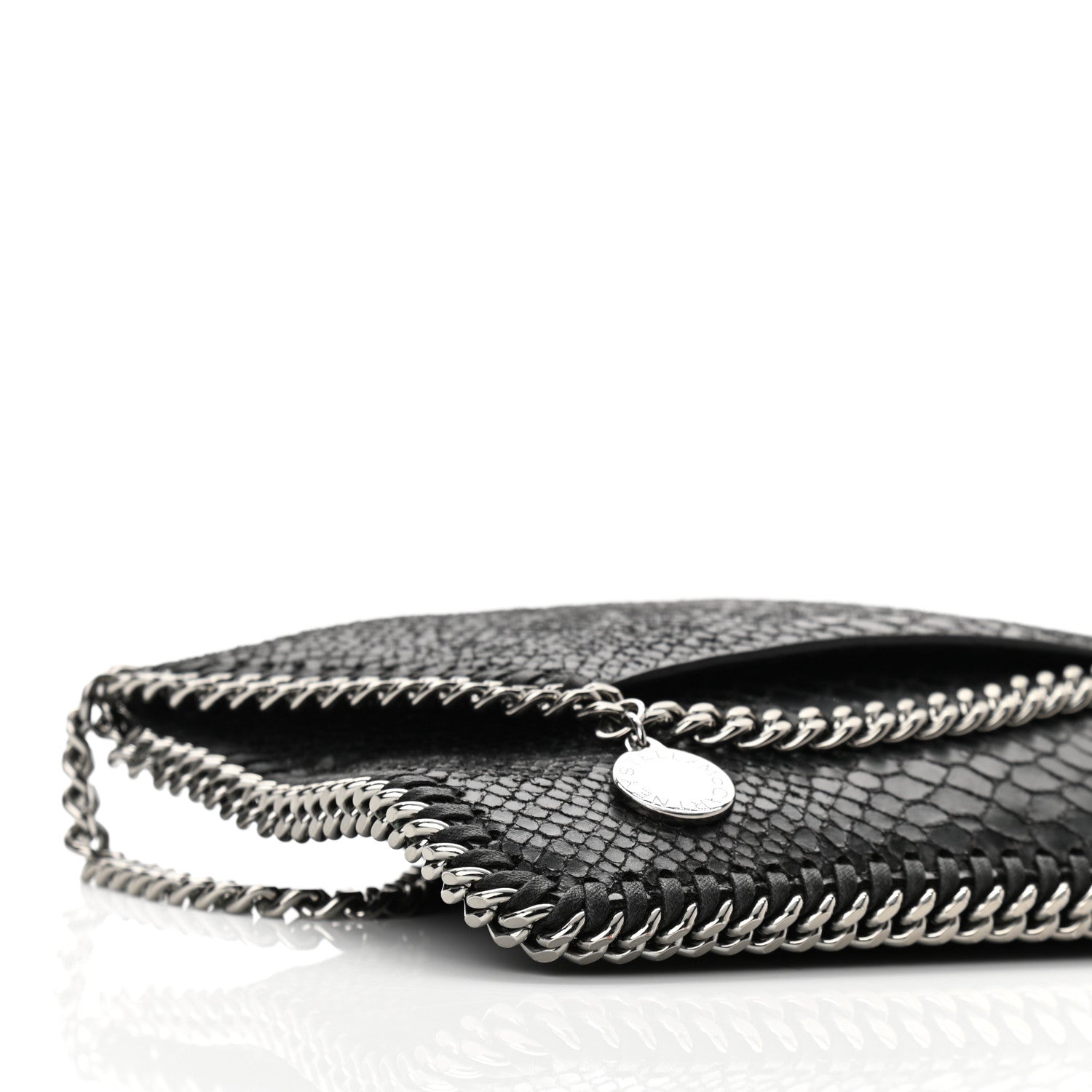 Stella McCartney Snakeskin Effect Tiny Falabella Fold Over Tote Black 5 of 9