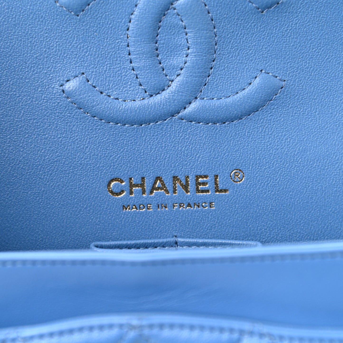Lambskin Quilted Small Double Flap Blue