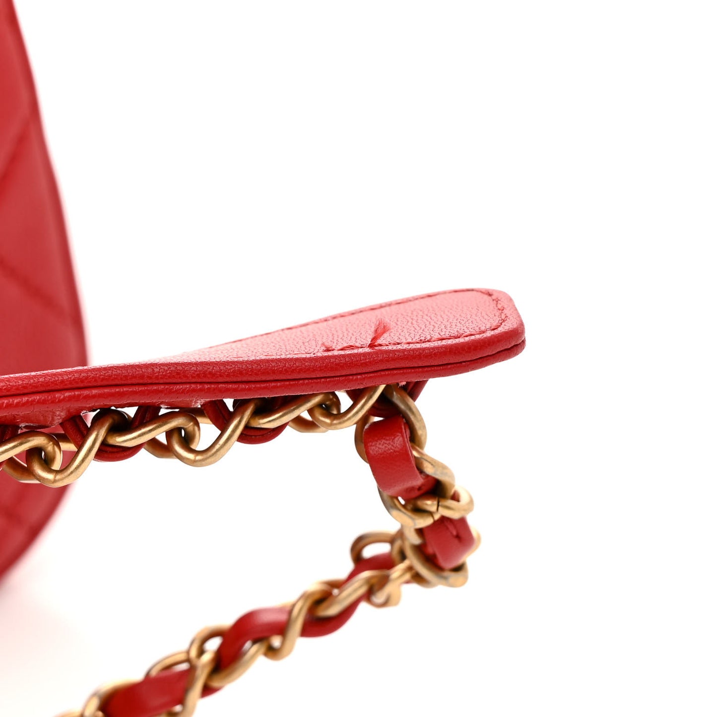 Lambskin Quilted Chain Infinity Top Handle Flap Red