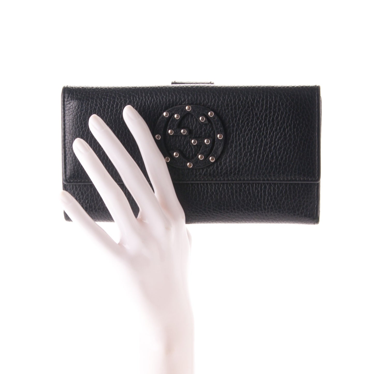 Calfskin Studded Soho Continental Wallet Black