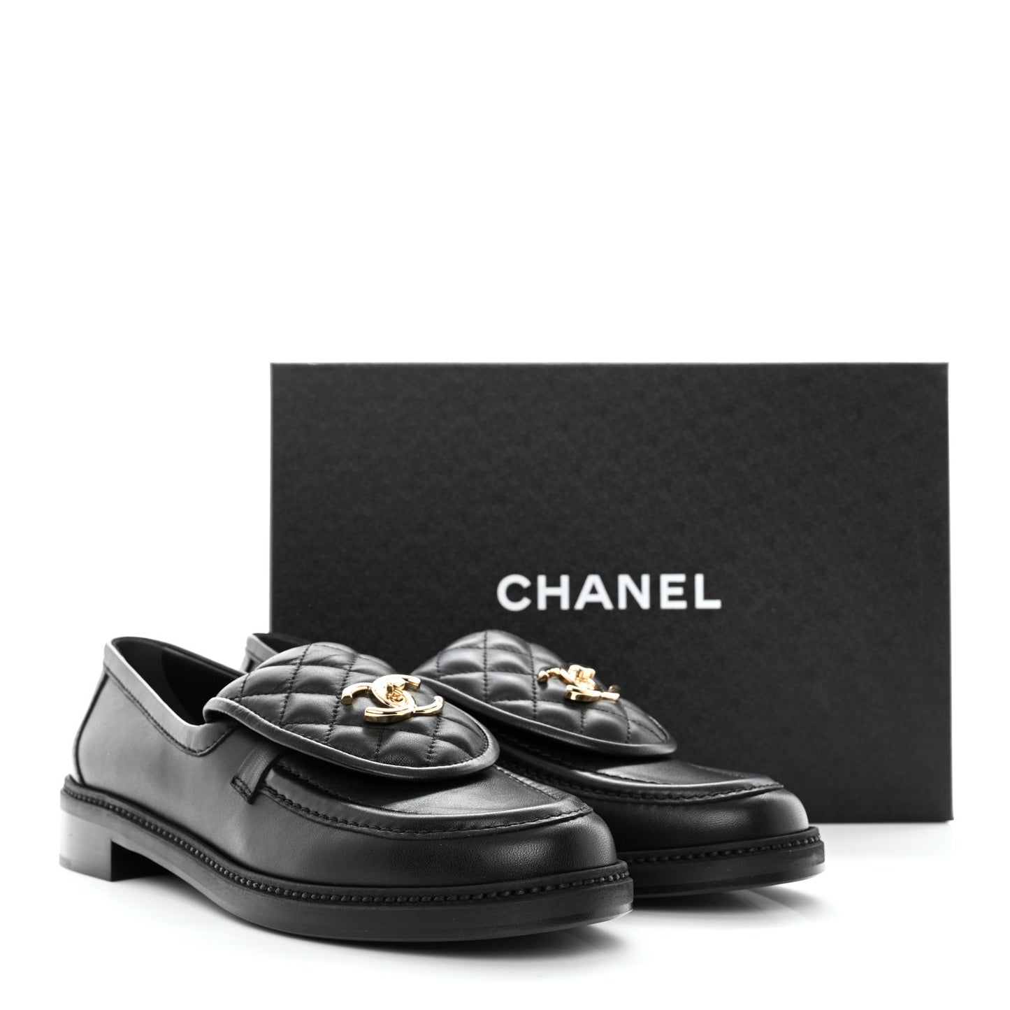 Lambskin Quilted CC Turnlock Loafers 41 Black