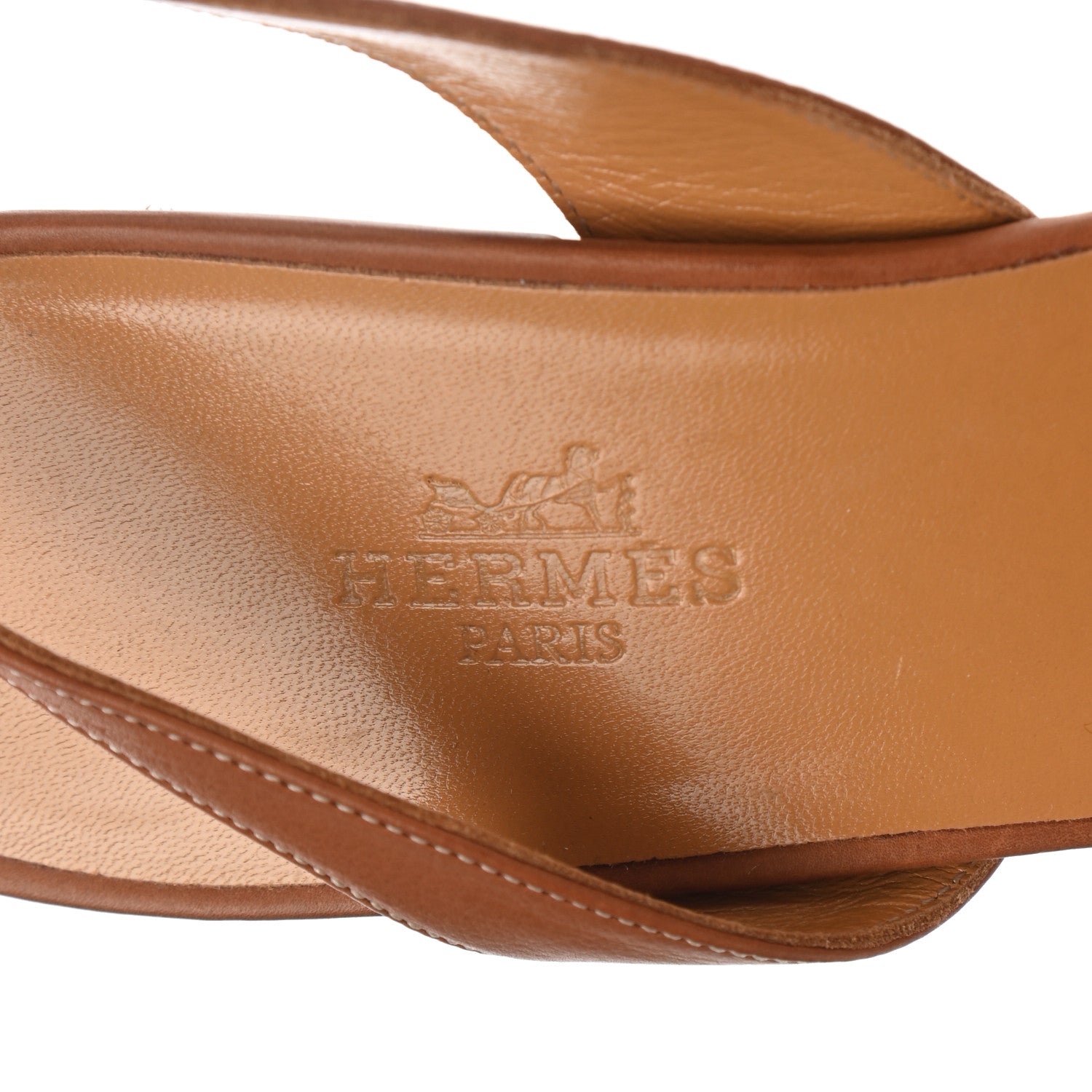 Hermes Calfskin Ottomane Slingback Sandals 37.5 Gold 7 of 8