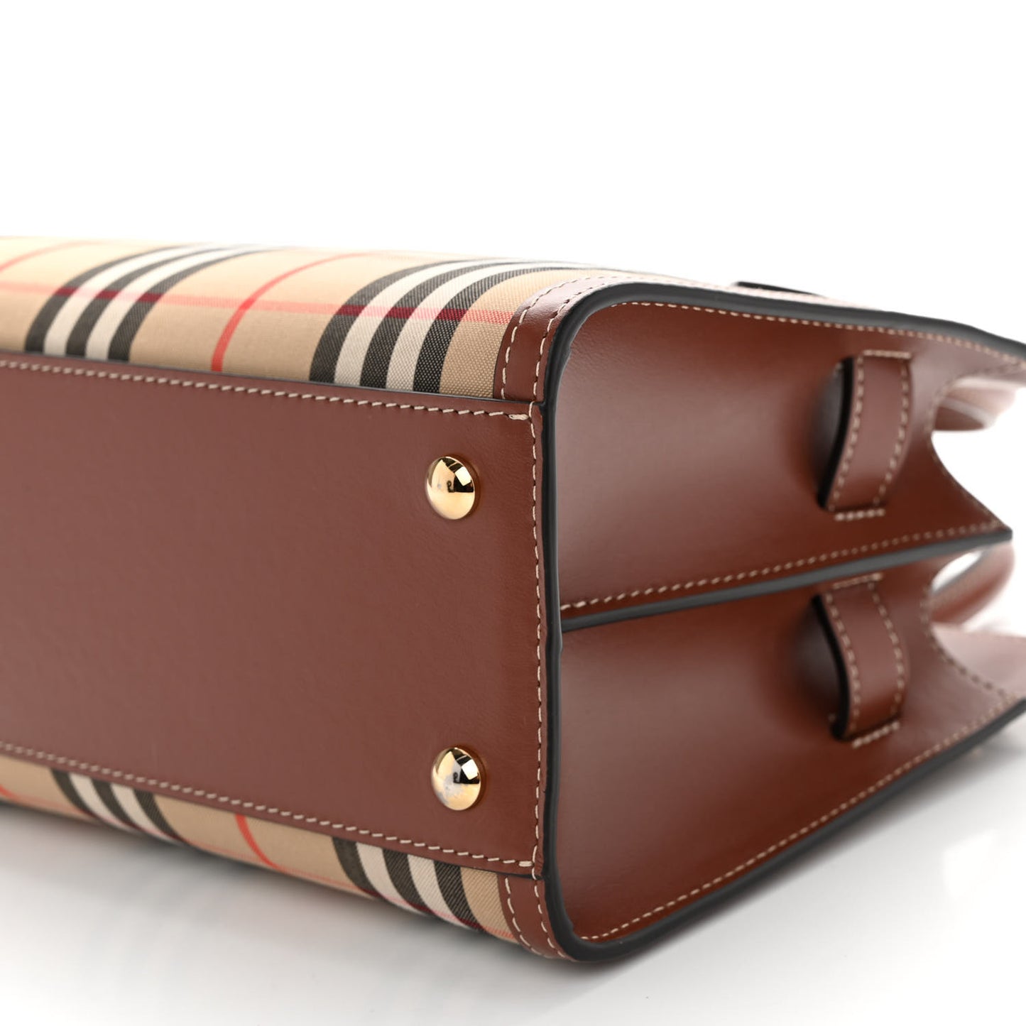 Calfskin Vintage Check Mini Two Handle Title Bag Archive Beige
