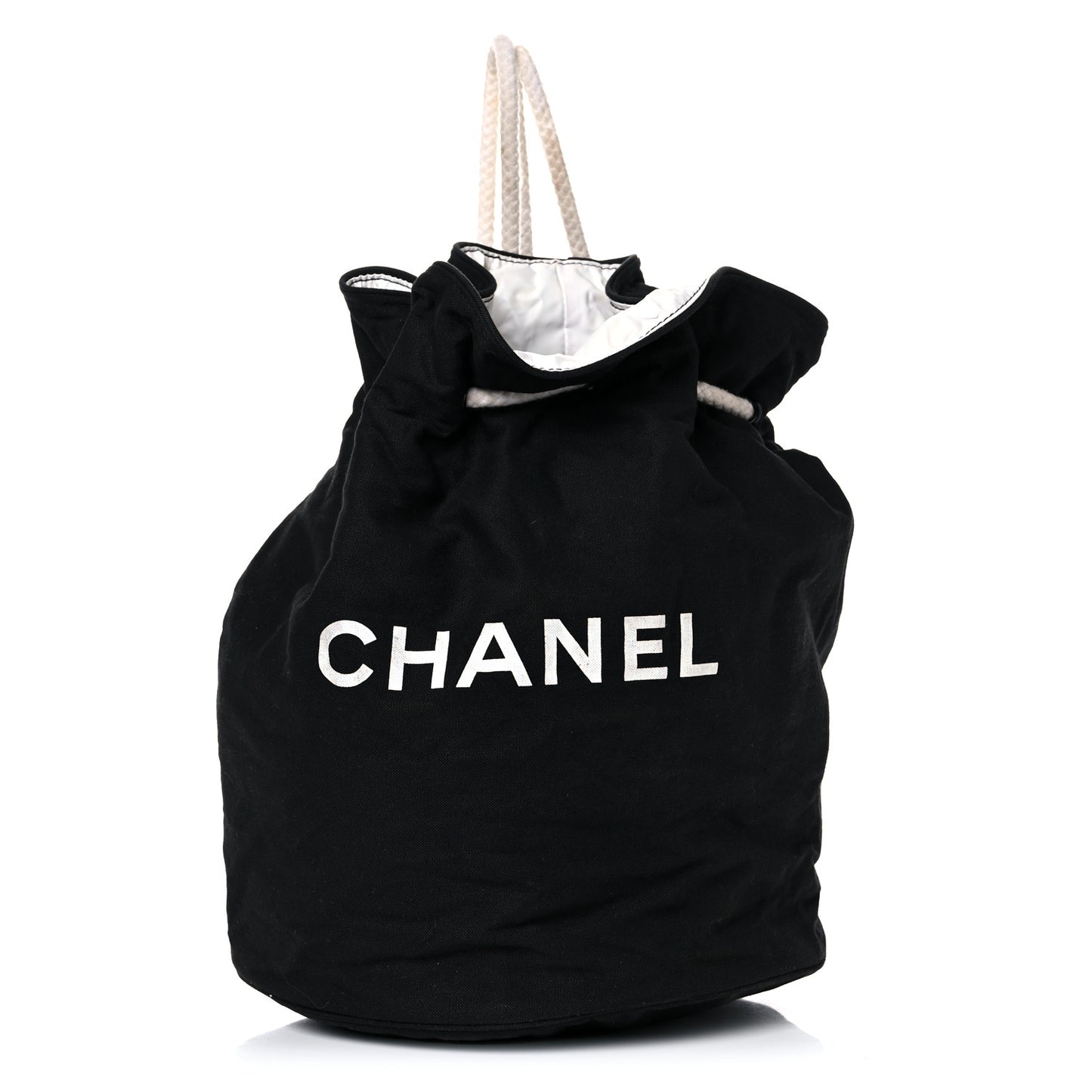 Canvas Drawstring Backpack Black White