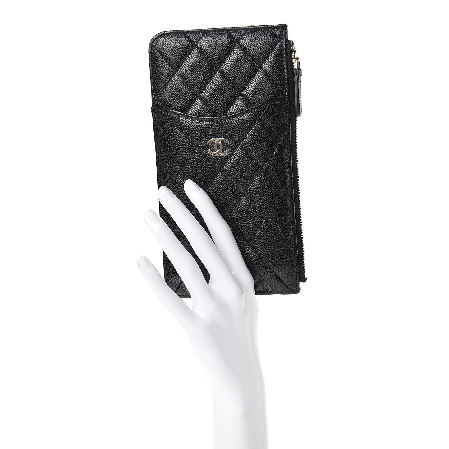 Caviar Quilted Classic Flat Wallet Pouch Black