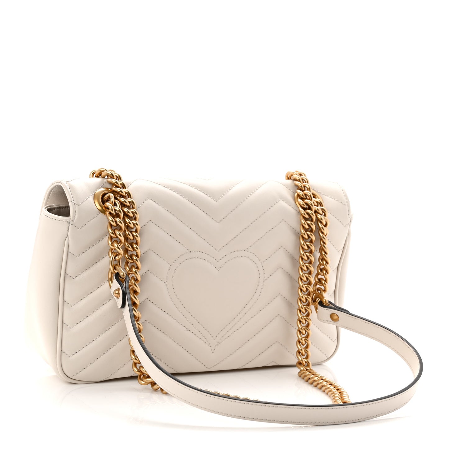 Calfskin Matelasse Small GG Marmont Shoulder Bag White