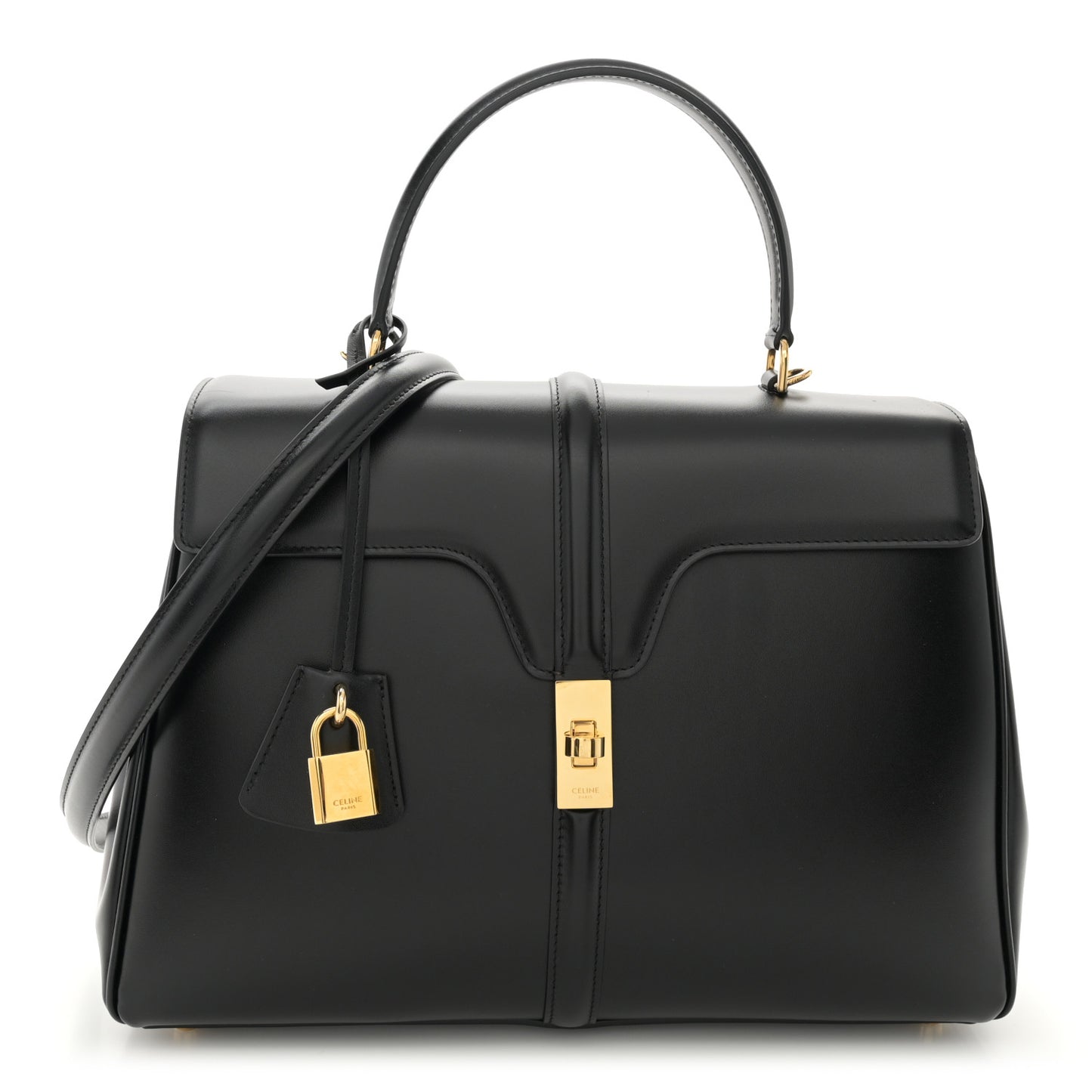 Grained Calfskin Classique 16 Top Handle Bag Black