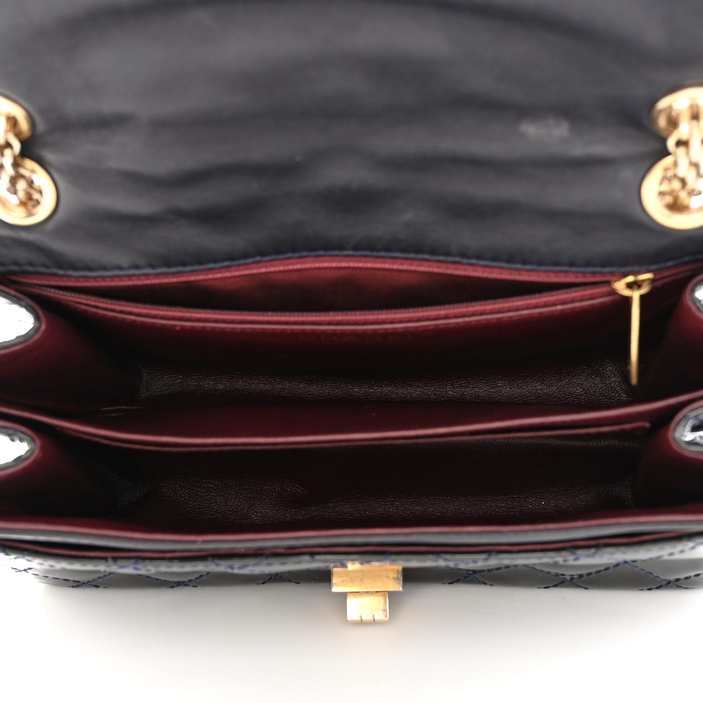 Patent Quilted Accordion Reissue 2.55 Flap Navy