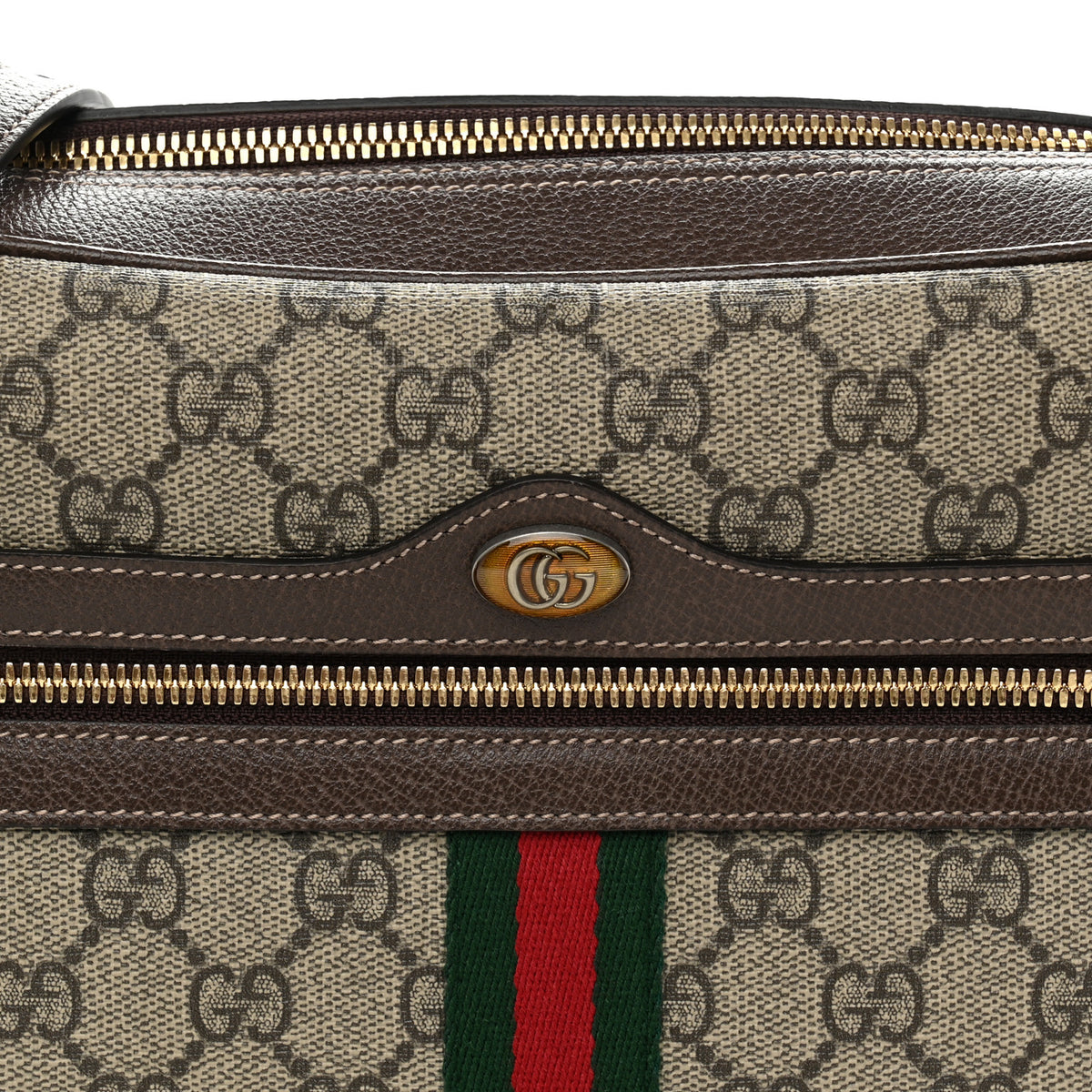 GG Supreme Monogram Web Small Ophidia Shoulder Bag Brown
