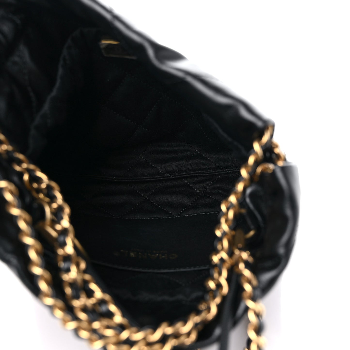 Shiny Calfskin Quilted Mini Chanel 22 Black