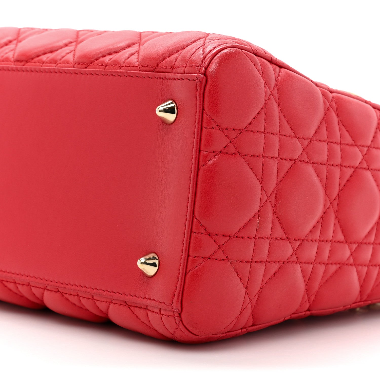 Christian Dior Lambskin Cannage Medium Lady Dior Red 8 of 14