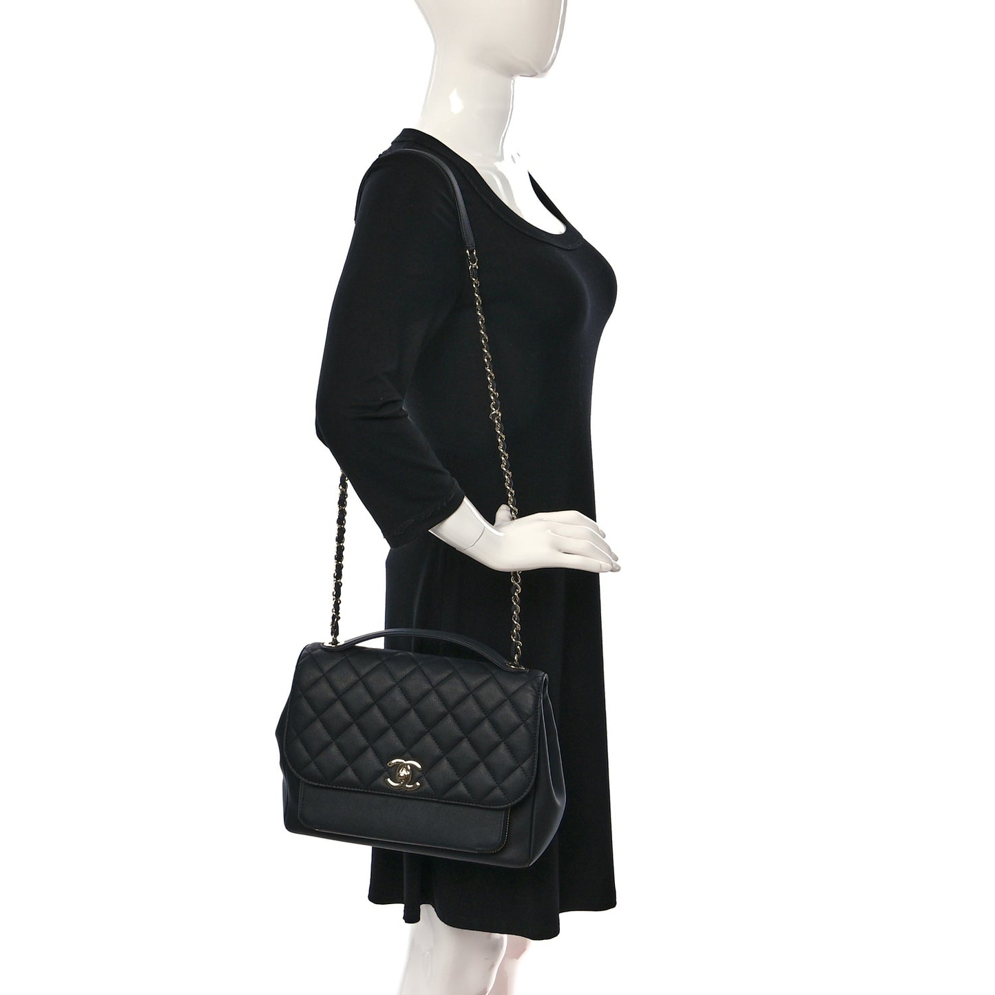 Caviar Quilted Large Business Affinity Flap Black