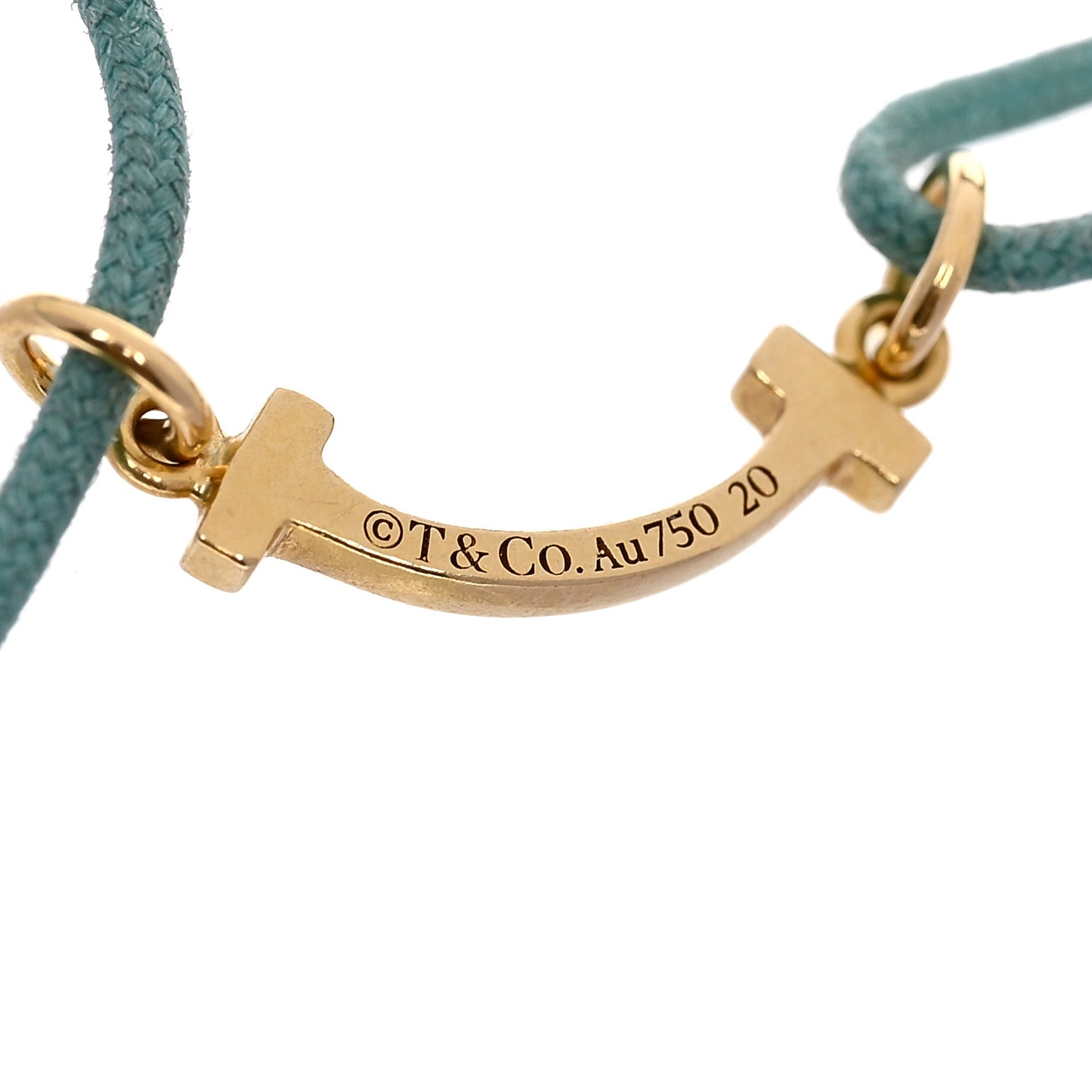 18K Yellow Gold Mini T Smile Cord Bracelet Blue