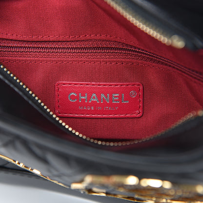 Chanel Aged Calfskin Quilted Charms Small Gabrielle Hobo Black 6 of 10