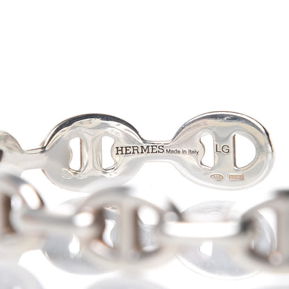 Hermes Sterling Silver MM Chaine d'Ancre Enchainee Cuff Bracelet LG 4 of 11