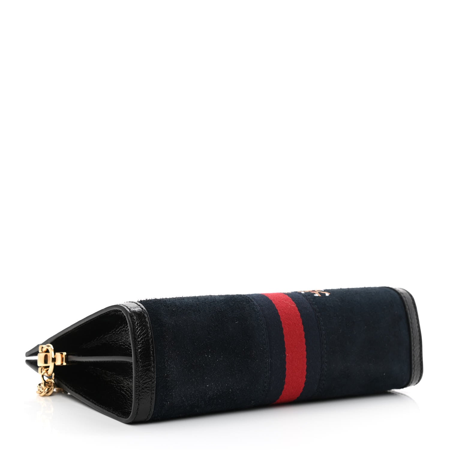 Gucci Suede Patent Web Dragon Embroidered Small Ophidia Chain Shoulder Bag Blue Black 4 of 10