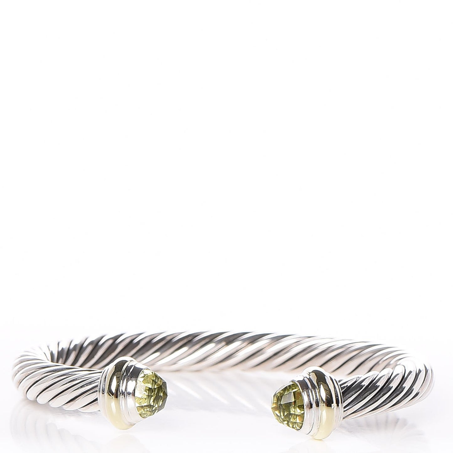 Sterling Silver 14K Yellow Gold Peridot 7mm Cable Classics Bracelet