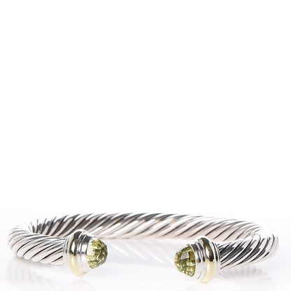David Yurman Sterling Silver 14K Yellow Gold Peridot 7mm Cable Classics Bracelet 1 of 5