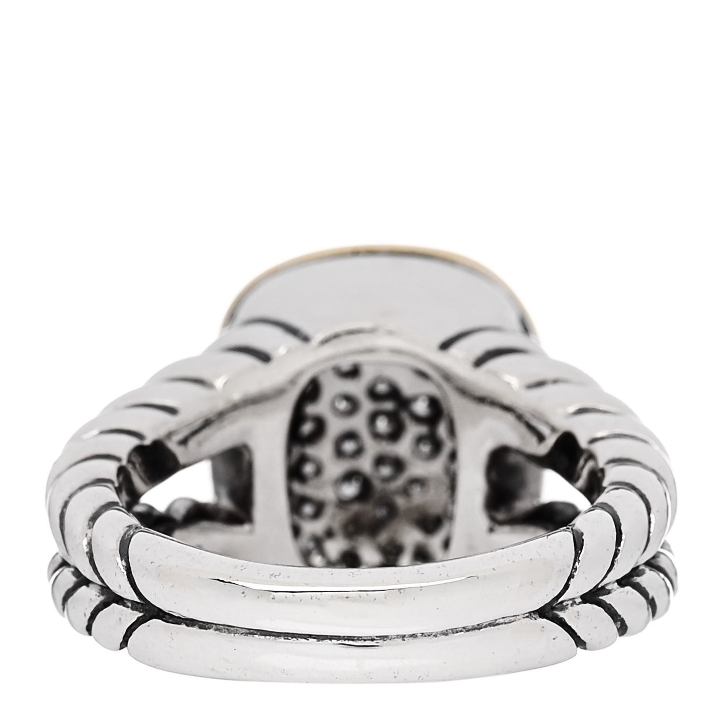 Sterling Silver 18K Yellow Gold Diamond 15mm Albion Statement Ring 54 7