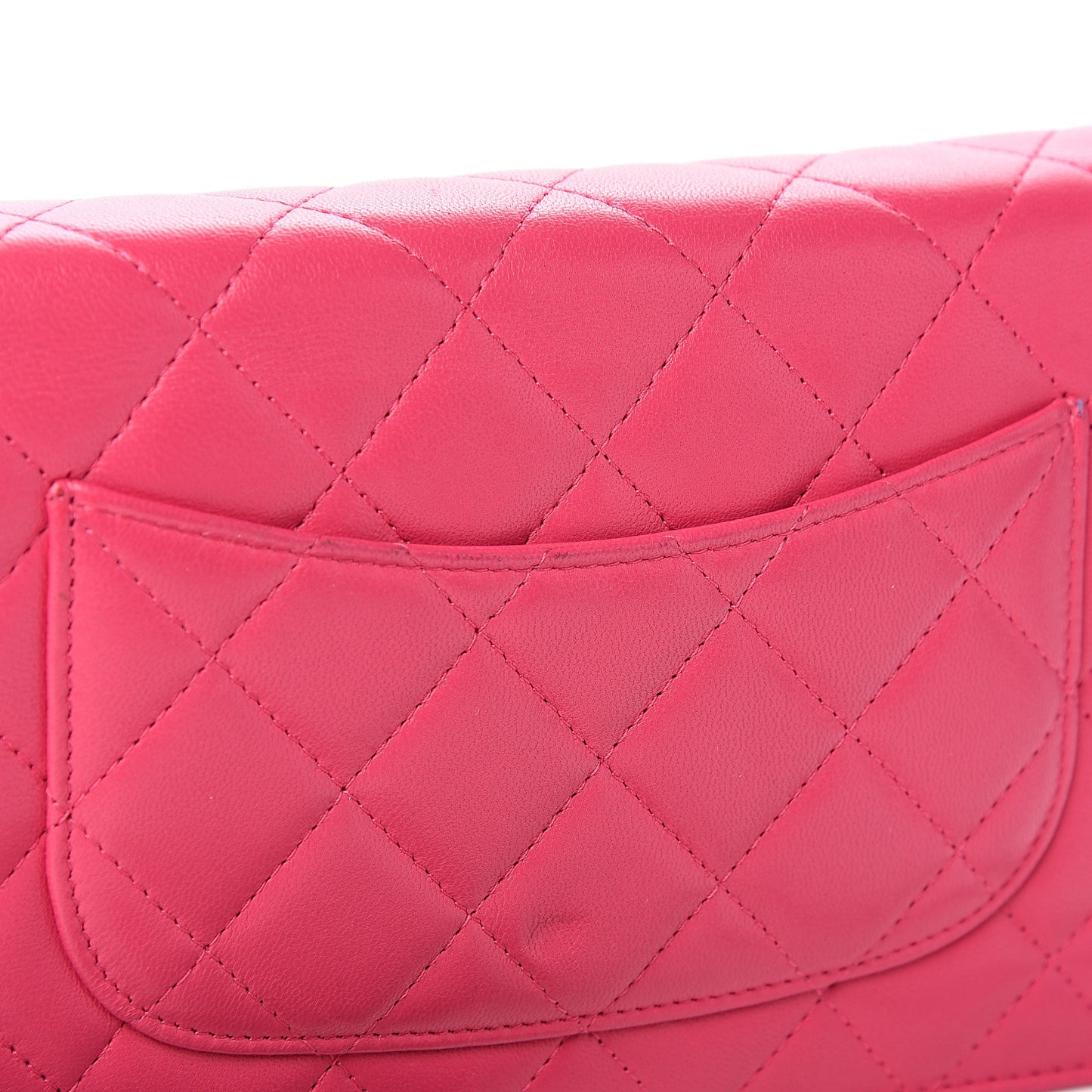 Lambskin Quilted Wallet On Chain WOC Pink