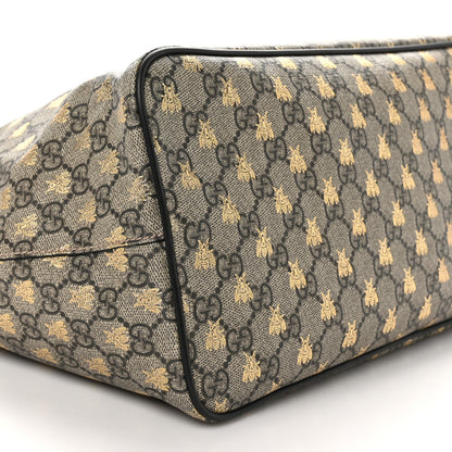 Gucci Soft GG Supreme Monogram Bees Medium Crossbody Tote Beige Oro Black 9 of 10