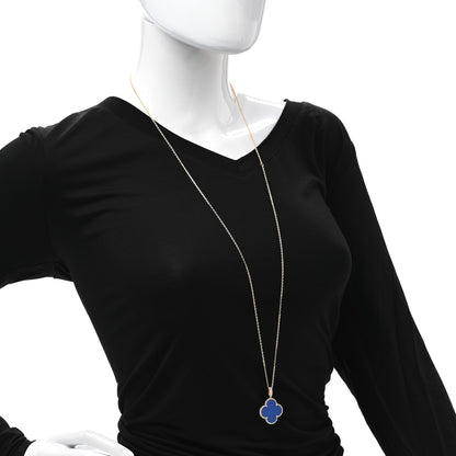 Van Cleef & Arpels 18K Yellow Gold Blue Agate Magic Alhambra Long Necklace 2 of 7