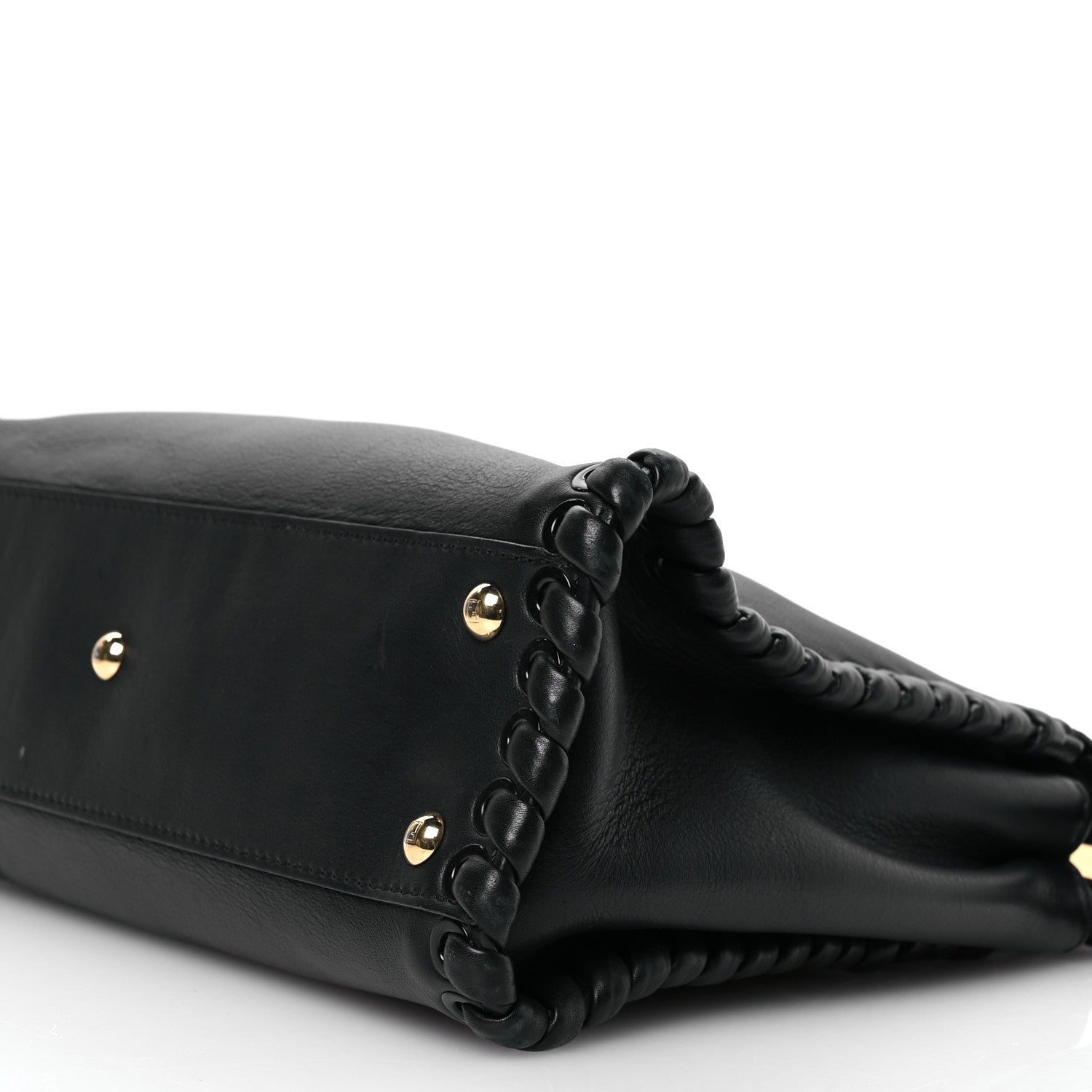 Fendi Vitello Seta Lace Up Medium Peekaboo Iconic Satchel Black 10 of 12