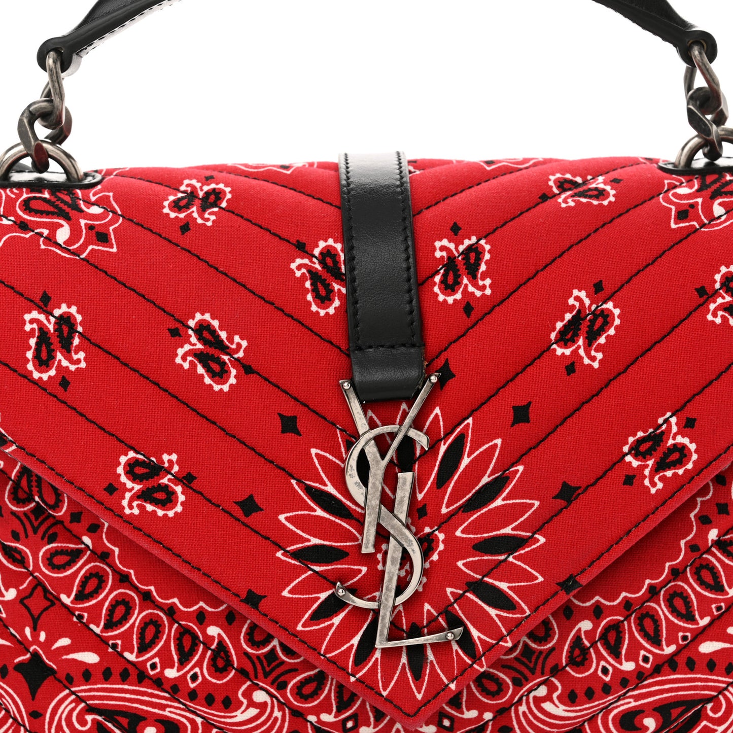 Canvas Bandana Matelasse Chevron Medium College Bag Red