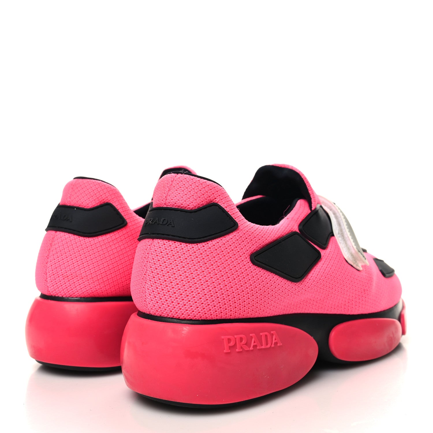 Prada Knit Cloudbust Sneakers 37 Rosa Fluo Black 4 of 8