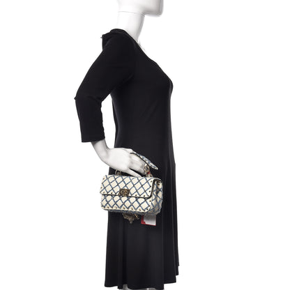 Valentino Garavani Lambskin Denim Quilted Small Rockstud Spike Shoulder Bag Ivory 3 of 12