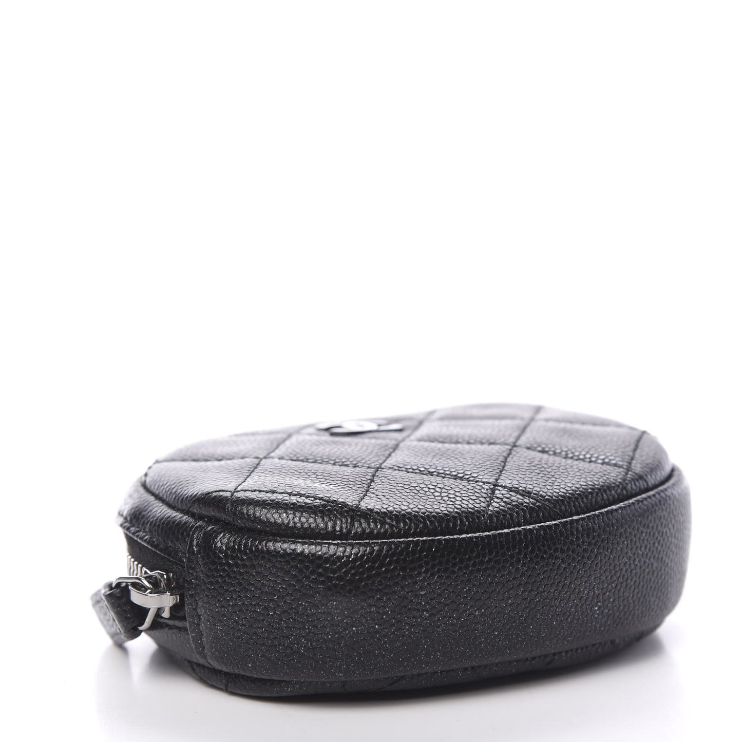 Iridescent Caviar Quilted Zip Around Classic Coin Purse Black